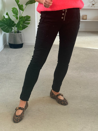 Melly & Co Black 4 Button Black Jeans