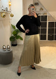 Gold Foil Metallic Pleated Skirt