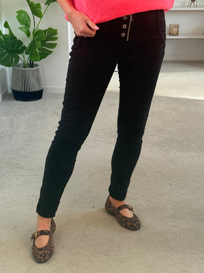 Melly & Co Black 4 Button Black Jeans