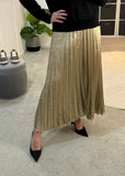 Gold Foil Metallic Pleated Skirt