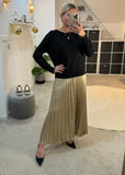 Gold Foil Metallic Pleated Skirt