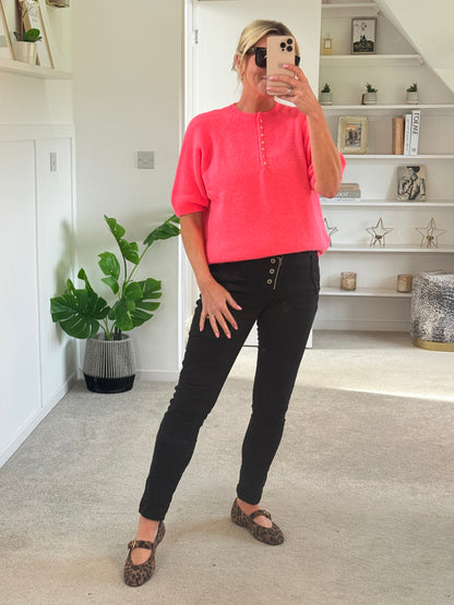 Melly & Co Black 4 Button Black Jeans