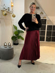 Burgundy Satin Pleated Skirt