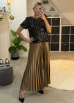 Gold Satin Pleated Skirt