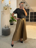 Gold Satin Pleated Skirt