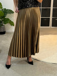 Burgundy Satin Pleated Skirt