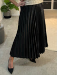 Black Satin Pleated Skirt