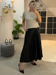 Black Satin Pleated Skirt