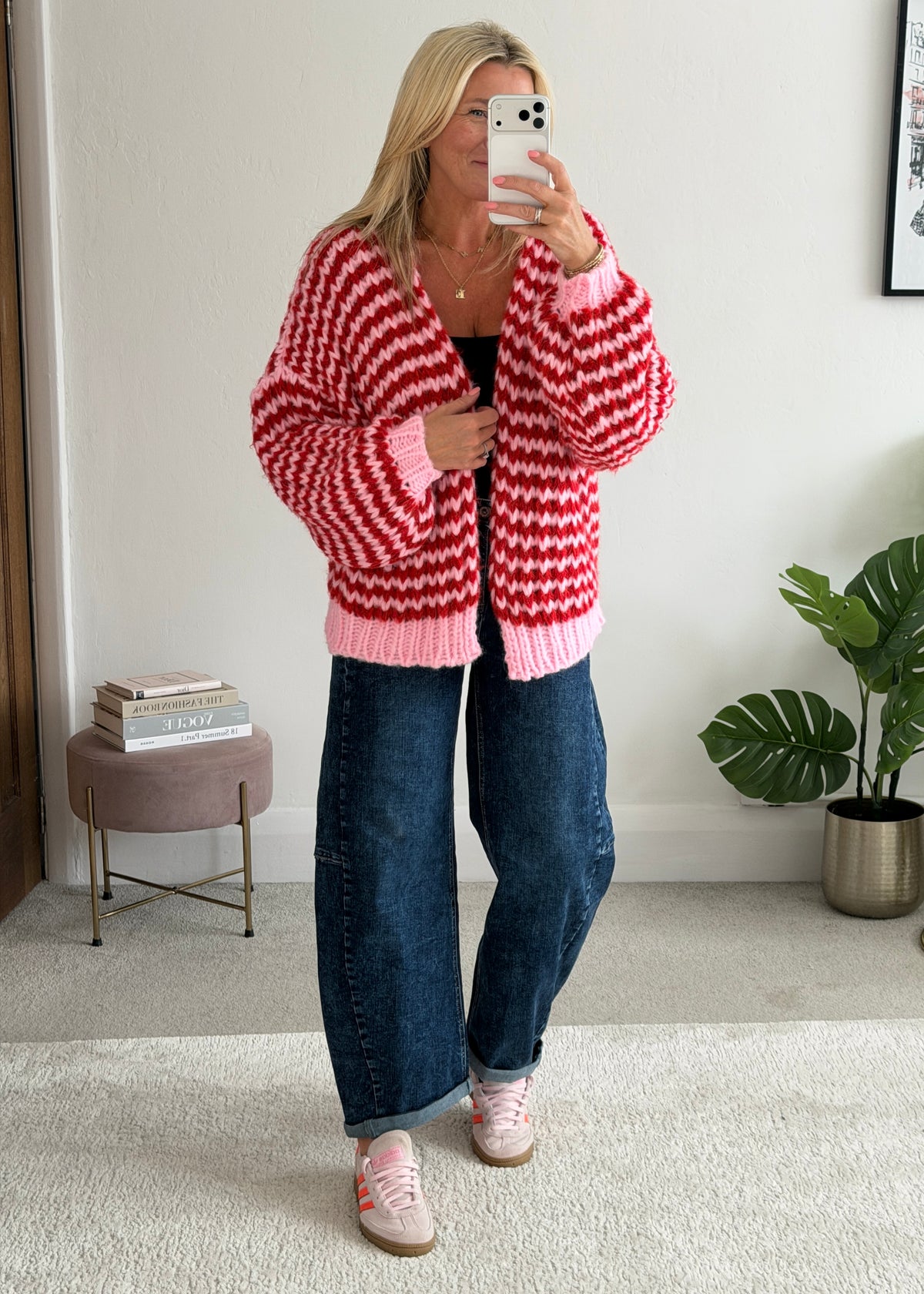 Red/Pink Cosy Stripe Cardigan