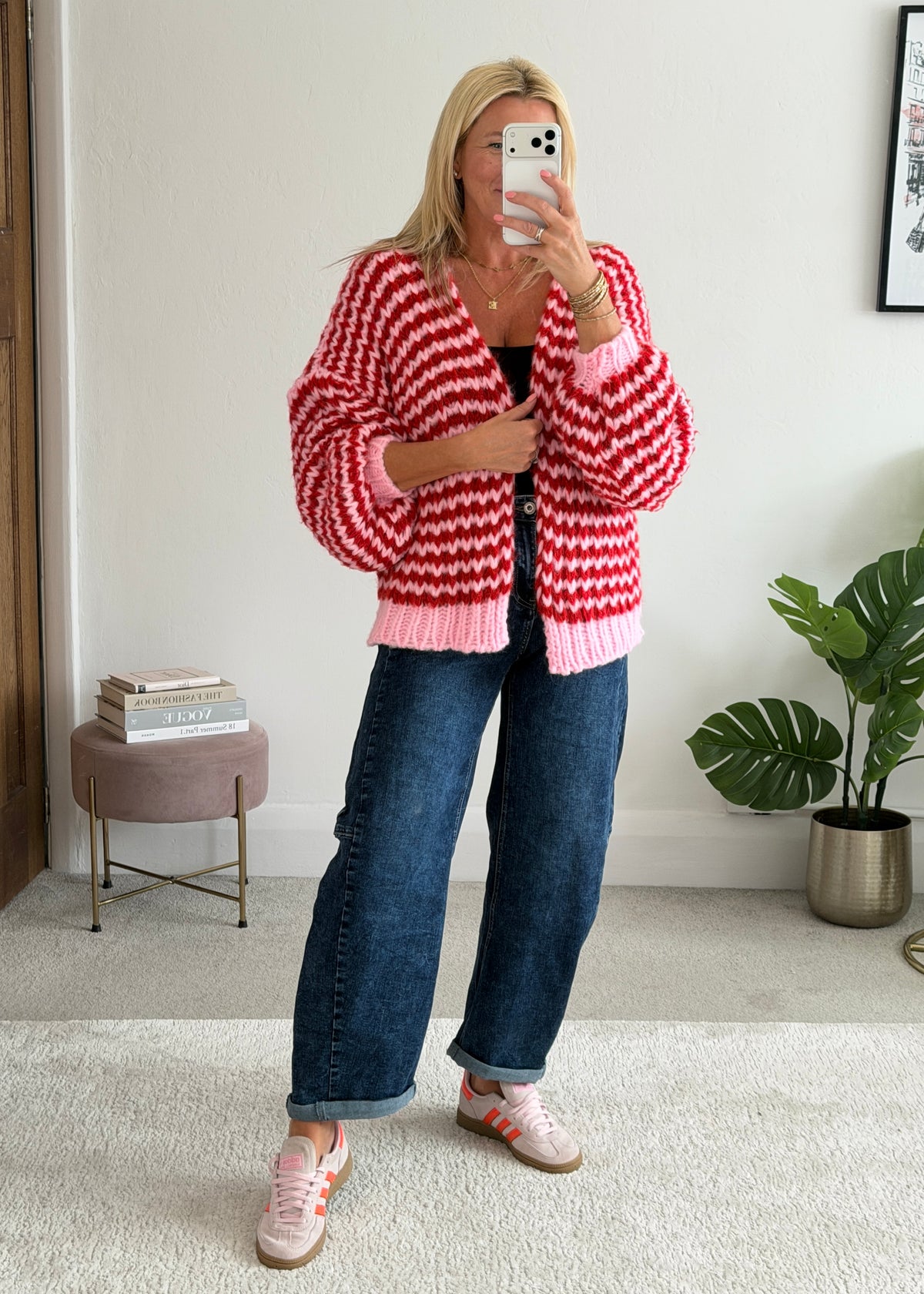 Red/Pink Cosy Stripe Cardigan