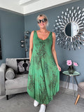 Green Animal Print Floaty Jersey Dress