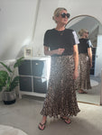 Leopard Satin Pleated Skirt