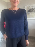 Navy Glitter Boat Neck Jumper