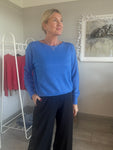 Blue Glitter Boat Neck Jumper