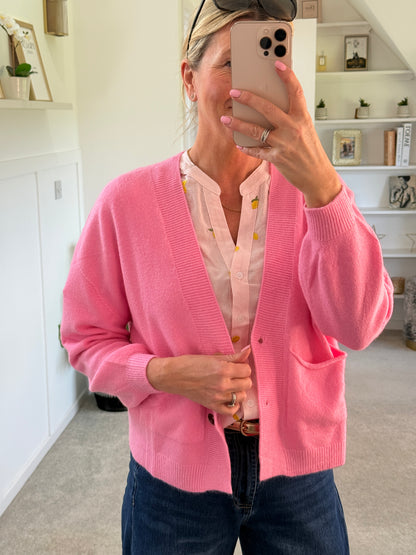 Candy Pink 2 Button Cardigan