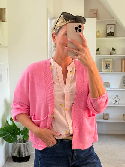 Candy Pink 2 Button Cardigan