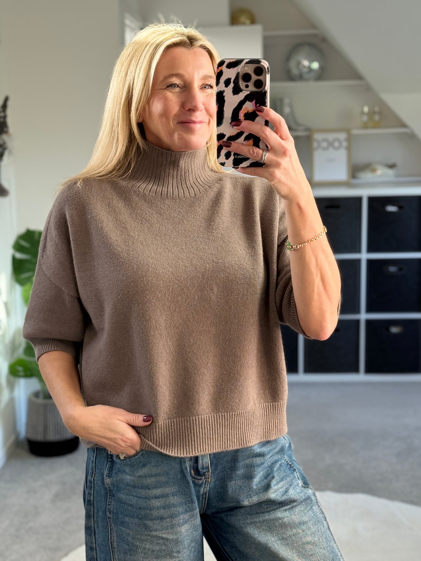 Latte Turtleneck 3/4 Sleeve Jumper