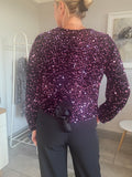 Mulberry Velvet Sequin Bow Back Top