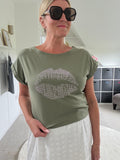 Khaki Lips T Shirt