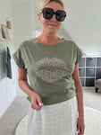 Khaki Lips T Shirt
