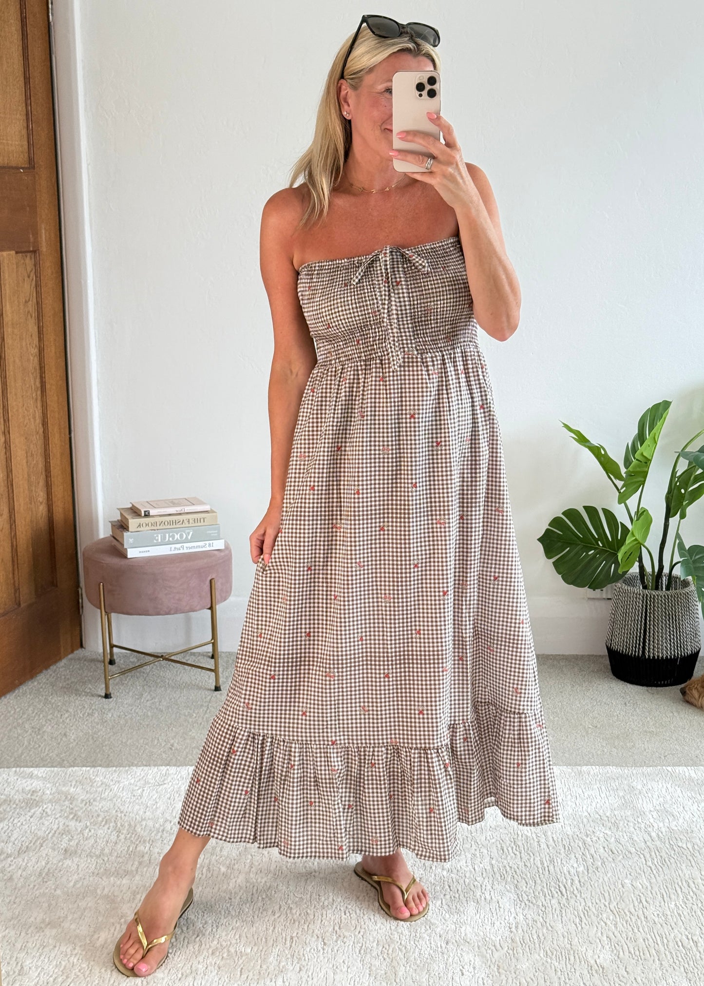Chocolate Gingham Cotton Dress