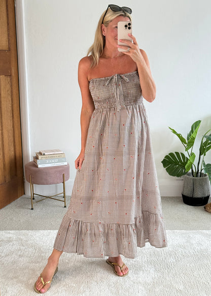 Chocolate Gingham Cotton Dress