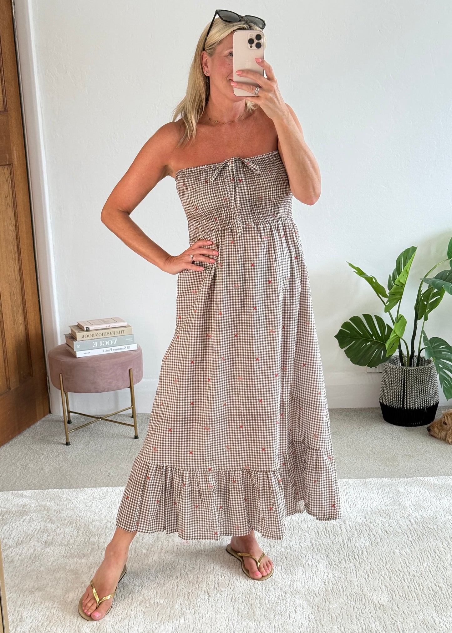 Chocolate Gingham Cotton Dress