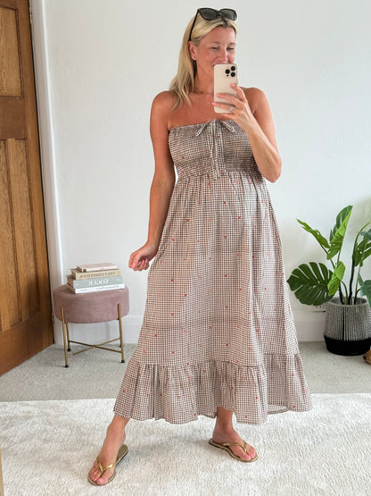 Chocolate Gingham Cotton Dress