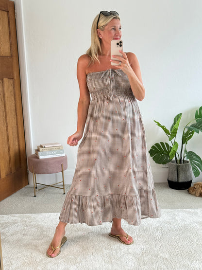 Chocolate Gingham Cotton Dress