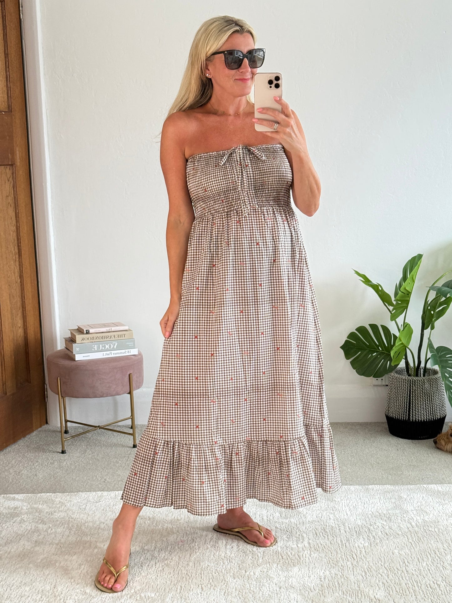 Chocolate Gingham Cotton Dress