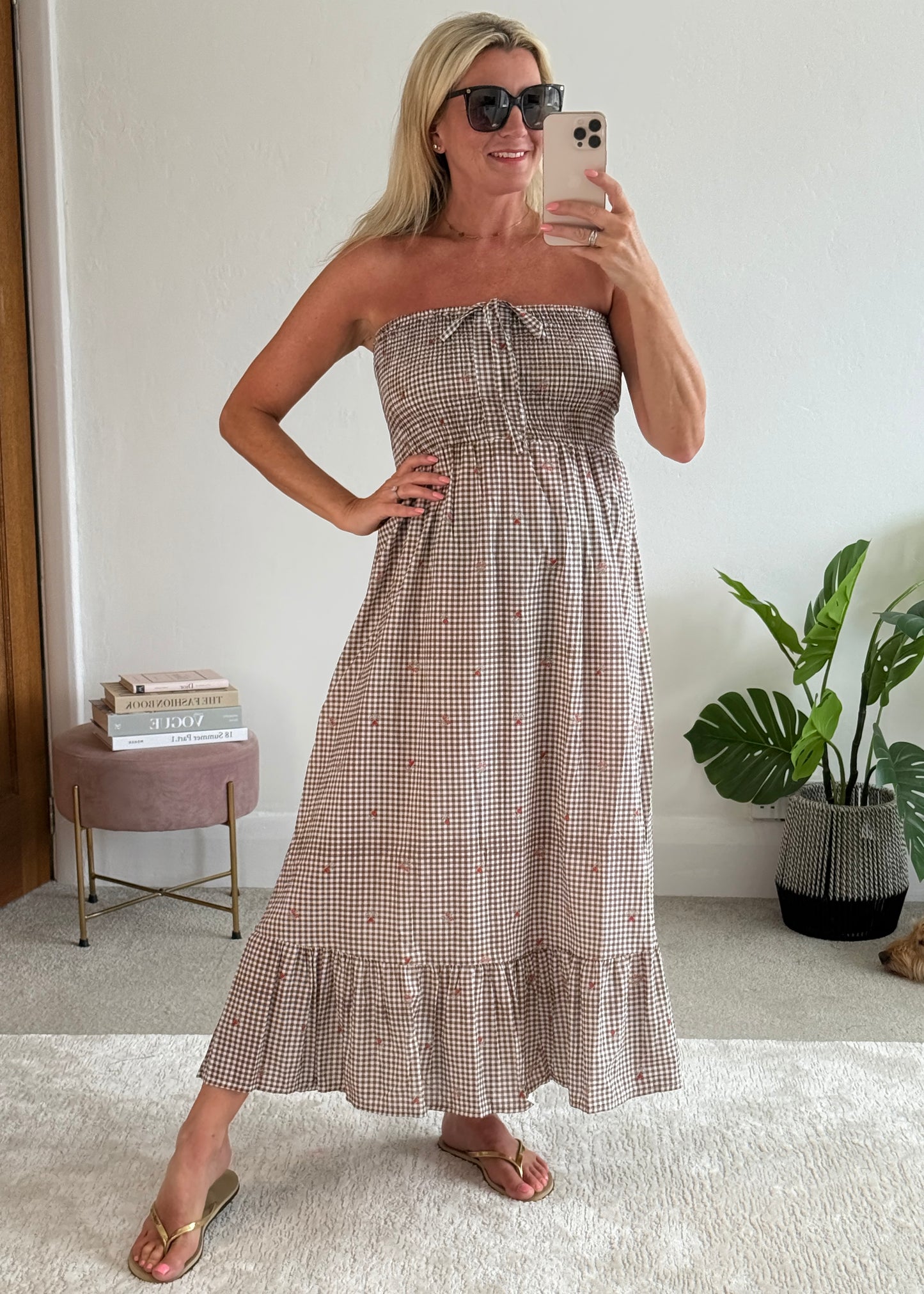 Chocolate Gingham Cotton Dress