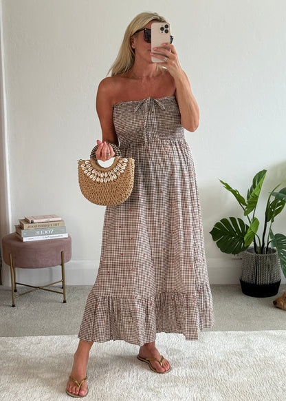 Chocolate Gingham Cotton Dress