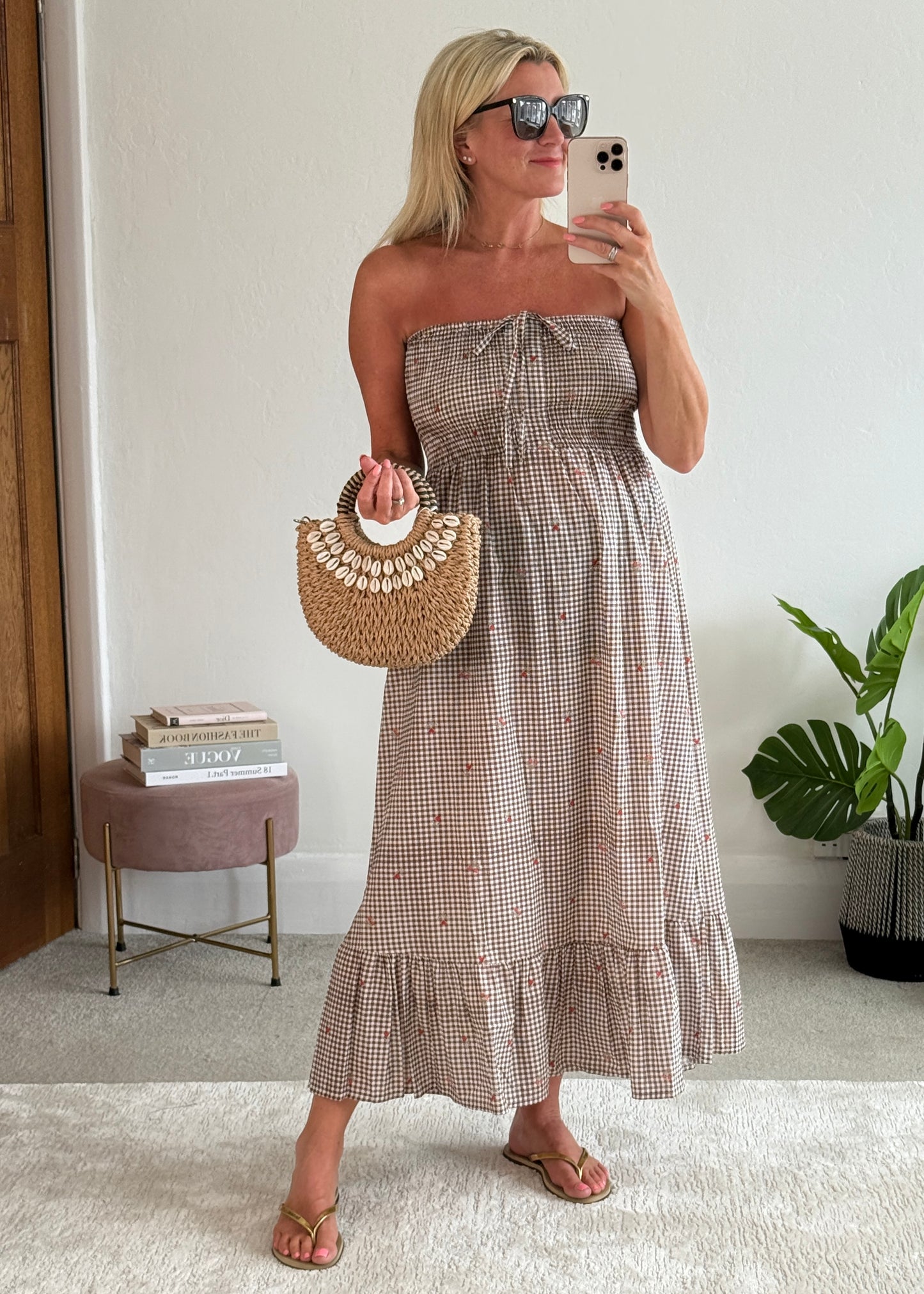 Chocolate Gingham Cotton Dress