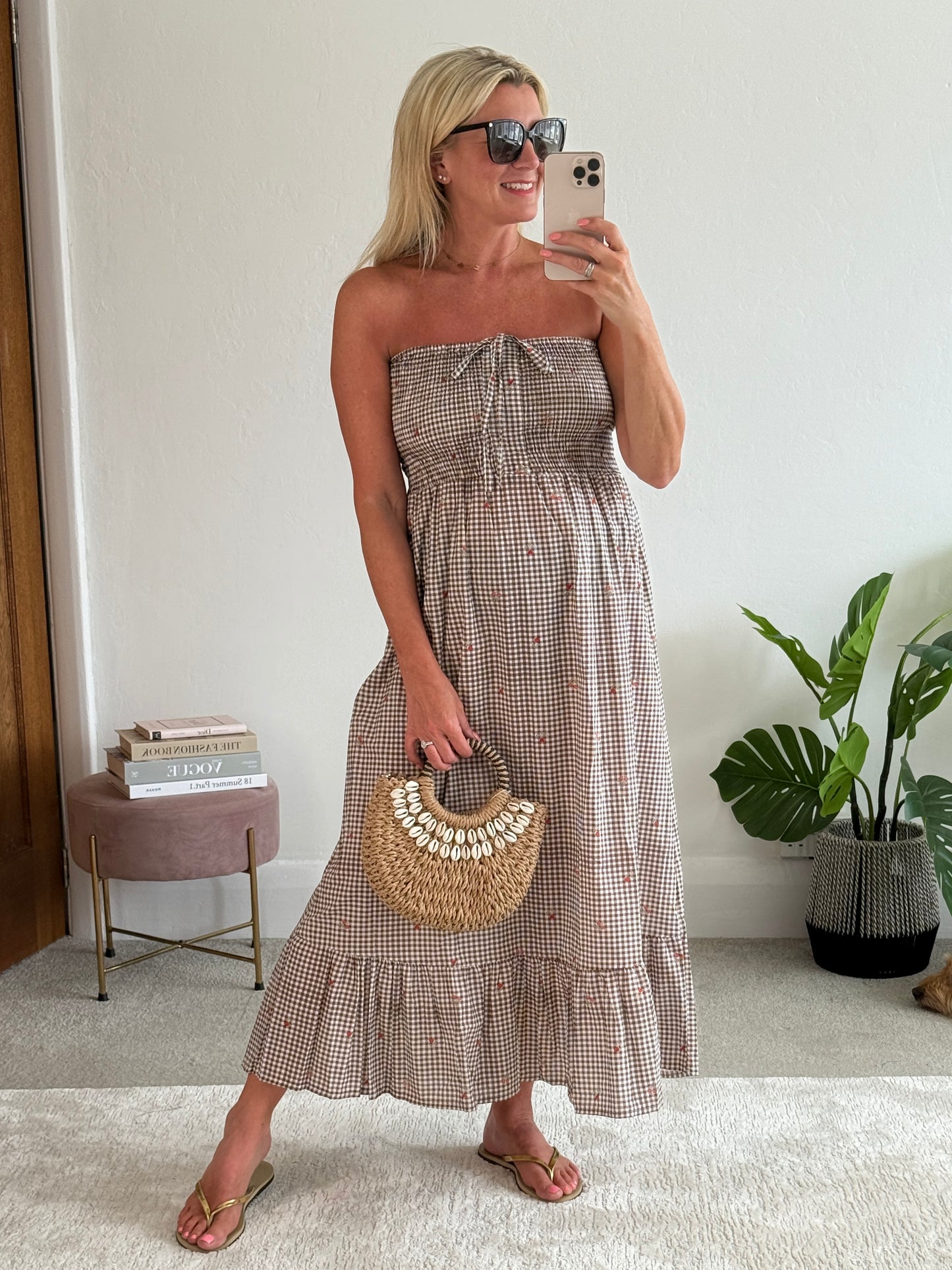Chocolate Gingham Cotton Dress