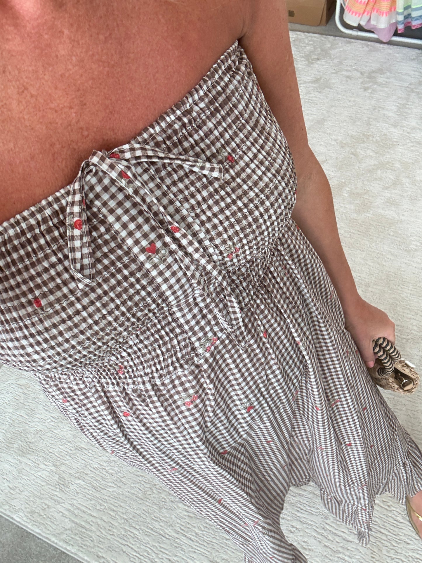 Chocolate Gingham Cotton Dress
