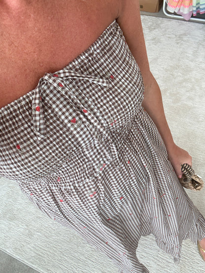Chocolate Gingham Cotton Dress