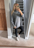 Navy Roll Neck Long Jumper