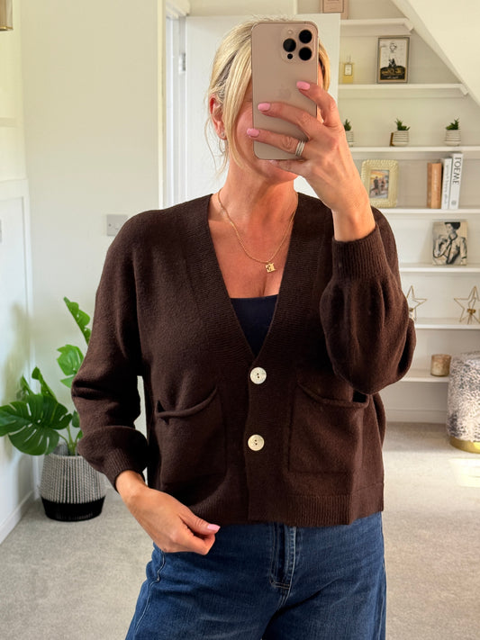 Chocolate 2 Button Cardigan