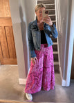 Pink Printed Floaty Trousers