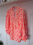 Heart Striped Cheesecloth Blouse