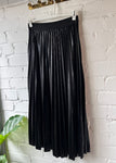 Black Metallic Pleated Skirt