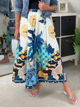 Cobalt Celestial Print Summer Skirt