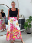 Pink Celestial Print Midi Skirt