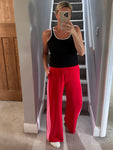 Red/Pink Stripe Wide Leg Trousers