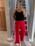 Red/Pink Stripe Wide Leg Trousers