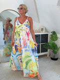 Lemon Stripe Floaty Maxi Dress