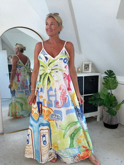 Lobster Print Floaty Maxi Dress