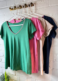 Green/Pink Contrast Edge T Shirt