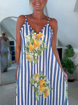 Lemon Stripe Floaty Maxi Dress