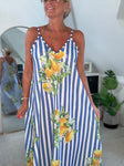 Lemon Stripe Floaty Maxi Dress